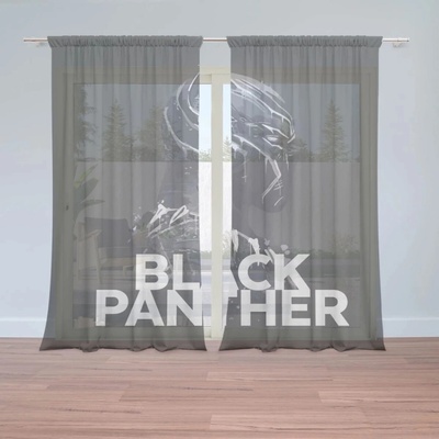 Sablio Záclony BLACK PANTHER z profilu Černý: 2ks 150x250cm