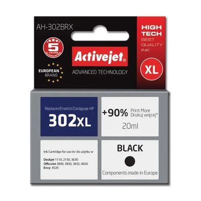 Activejet Мастило Activejet AH-302BRX (заместител за HP 302XL F6U68AE, Premium, 20 ml, черно) (AH-302BRX)