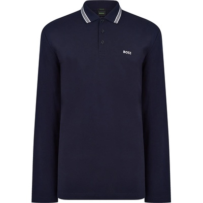Boss Блуза с яка Boss Men's Plisy Tipped Collar Cotton Long Sleeve Polo Shirt - Navy 403