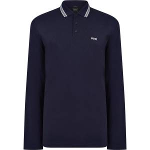 Boss Блуза с яка Boss Men's Plisy Tipped Collar Cotton Long Sleeve Polo Shirt - Navy 403