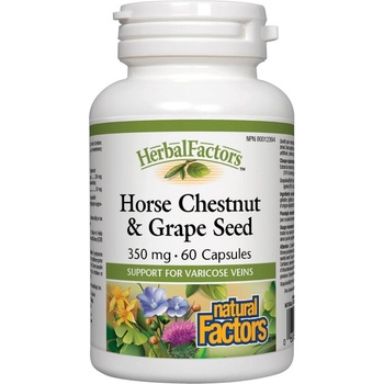 Natural Factors Herbal Factors Horse Chestnut & Grape Seed, 350 mg, 60 капсули, Natural Factors