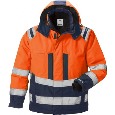Fristads výstražná Airtech zimná bunda 4035 GTT Fluorescenčná oranžová Námornícka modrá