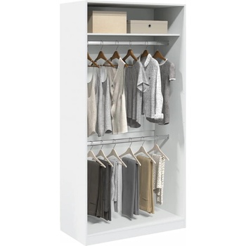 vidaXL Гардероб, бял, 100x50x200 см, инженерно дърво (3307801)