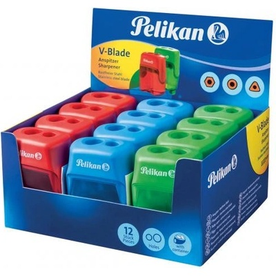 Strúhadlo Pelikan V-Blade plastové s 2 otvormi mix farieb, displej 12 ks