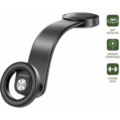 4smarts Car Holder Magnet Flex - магнитна поставка за таблото или стъклото на кола за iPhone с MagSafe (черен) (D67365)