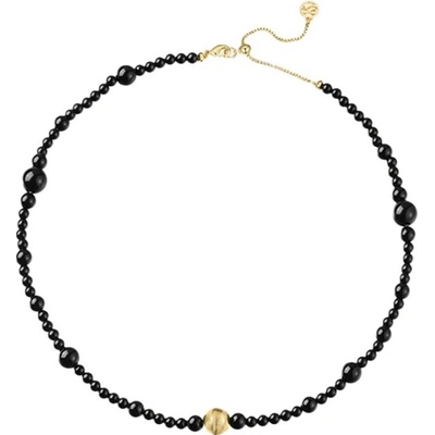 JAY Korálkový náhrdelník s onyxovými korálky JAY-9231-ZS51347 Černá