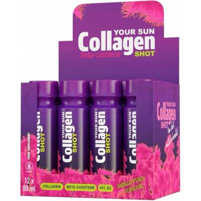 Soleo Doplněk stravy pro opalování Collagen Shot Mango-Broskev 12x80 ml