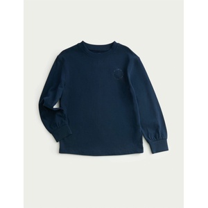 Marks & Spencer Тениска от чист памук с дълъг ръкав (2-8 години) Marks & Spencer тъмносиня Marks & Spencer | Sin | Момчешки | 3-4 години