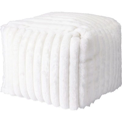 Home Styling Collection Čalouněný taburet z umělé kožešiny, 38 x 38 x 28 cm - bílý bílý
