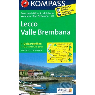 Kompass 105 Lecco Valle Brembana 1:50 000 turistická mapa