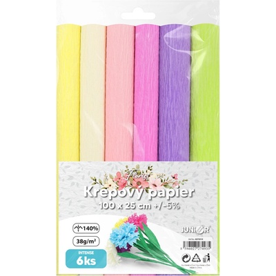 Krepový papier JUNIOR 100x25 cm INTENSE Florist (sada 6 ks)