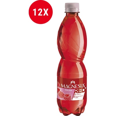 Magnesia Red jemně perlivá minerální voda Malina 12 x 0,5 l