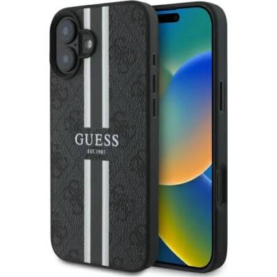 GUESS Калъф Guess 4G Printed Stripes MagSafe за iPhone 16 - черен (3666339342081)