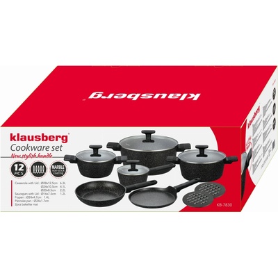 Klausberg Sada 12 ks mramorového nádobí KB-7830 s pánví a rendlíkem