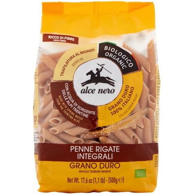 Alce Nero celozrnné cestoviny Penne rigate 0,5 kg