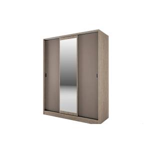 Bogdan Furniture I Гардероб с  лъзгащи врати и огледало Mod 1006, Мока/Лате