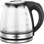 CROWN Електрическа кана Crown CK-1215G, вместимост 1 литър, 360° въртяща се основа, 1500W, прозрачна (CK-1215G) Електрически кани