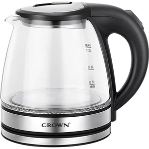 CROWN Електрическа кана Crown CK-1215G, вместимост 1 литър, 360° въртяща се основа, 1500W, прозрачна (CK-1215G) Електрически кани