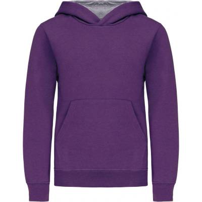 Kariban K453 detská kontrastná mikina s kapucňou purple/oxford grey