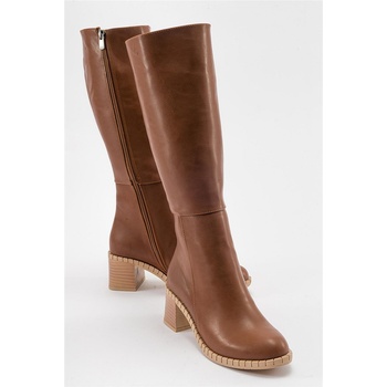 Moda Trend Дамски ботуши с ток - Таба #410863 (410863_Кафяво)