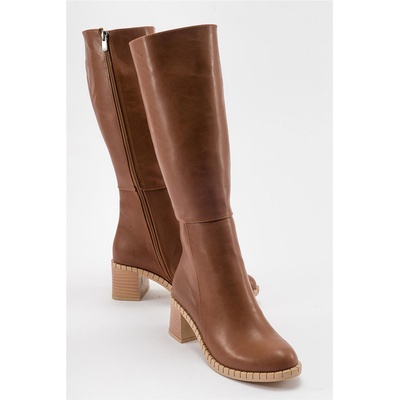 Moda Trend Дамски ботуши с ток - Таба #410863 (410863_Кафяво)