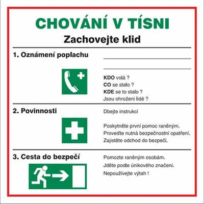 Značka Chování v tísni, samolepicí fólie, 20 × 20 cm BZ FH978