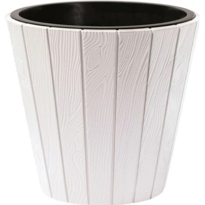 PlasticFuture Kvetináč z dosiek Wood biely, 34,8 cm