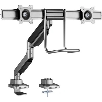 Equip Конзола за настолен монитор - 650161 (17"-32", 2 монитора, накланяне, въртене, макс. : 2x9kg, черно/сребристо) (650161)