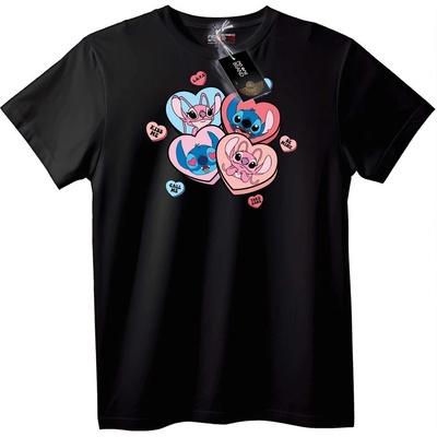 NOONEBRAND Тениска Lilo и Stitch Сърца - M, White