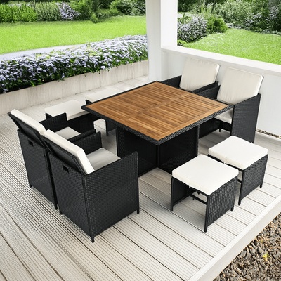 Градински комплект от ратан, акациево дърво melford