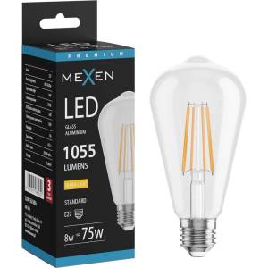 Mexen Vintis LED Едисонова крушка E27, ST64, 8W, Топла светлина - 2700K, 1055 lm, прозрачна (L152-E27-0827-00)