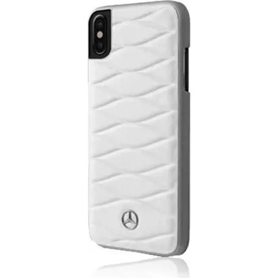 Mercedes-Benz Pattern III Leather Hard Case - кожен кейс (естествена кожа) за iPhone XS, iPhone X (бял)
