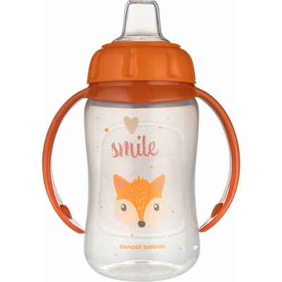 Canpol Babies hrnček Cute Animals so silikón náustkom oranžová 320ml