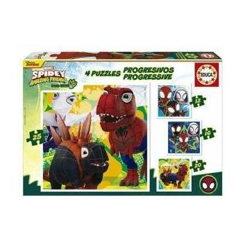 Educa Комплект от 4 Пъзела Educa Dino Spidey 12 Части 16 Части 20 Части 25 Части (4 броя)