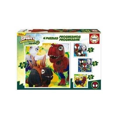 Educa Комплект от 4 Пъзела Educa Dino Spidey 12 Части 16 Части 20 Части 25 Части (4 броя)