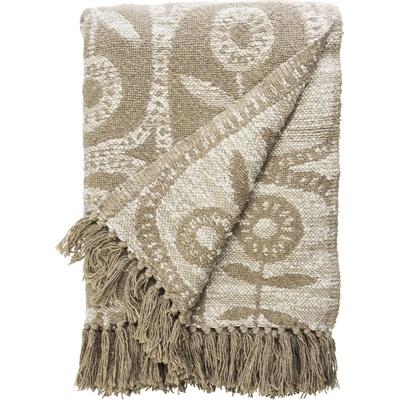 MADAM STOLTZ Prehoz z recyklovanej bavlny Taupe / Off white 125 × 175 cm