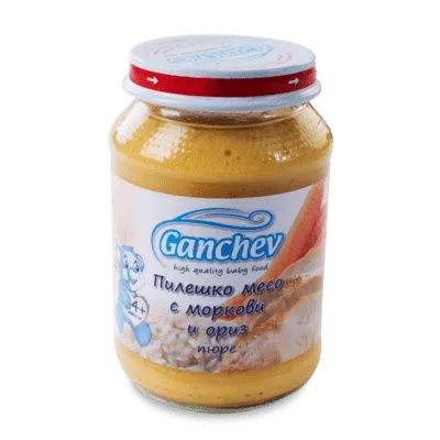 Ганчев пюре Пилешко месо с моркови и ориз