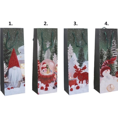 Vianočná taška na fľašu 12x36x9cm - náhodný