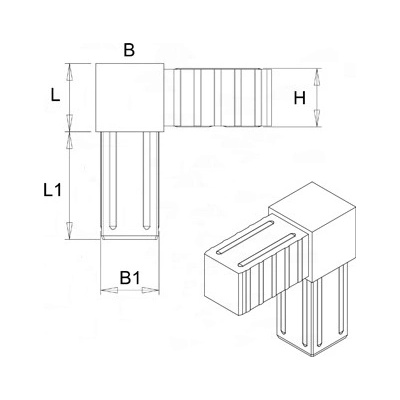 Plastová spojka - rohový kus do profilu 25x25x2mm