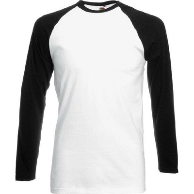 Fruit of the Loom tričko Baseball s dlouhým rukávem černá F296 bílá