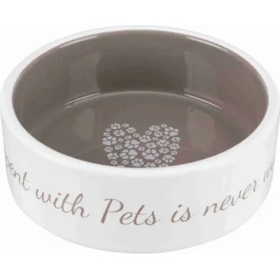 TRIXIE Ceramic Home Bowl - Керамична купа за храна и вода за кучета и котки ø 12 см. 300 мл. бяло-кафява
