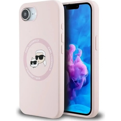 KARL LAGERFELD силиконов калъф Karl&Choupette Heads MagSafe iPhone 16e - розов (3666339453695)