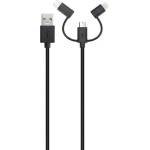 Xqisit Combo кабел microUSB/USB-C/lightning, черен, 29979 (Xqi000080)