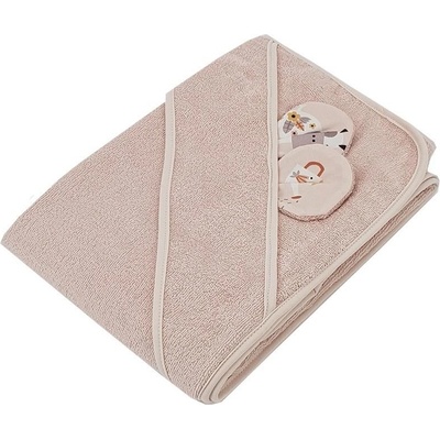 EKO Osuška na koupání s oušky bambusová My farm Powder pink 100 x 100 cm