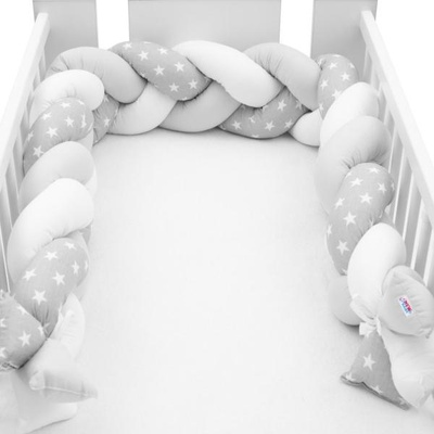 New Baby Предпазен борд за легло плитка New Baby Звездички сиво-бял