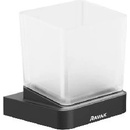 Ravak 10° Pohárek na kartáčky a pastu s držákem černá/sklo X07P557