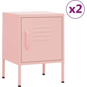 vidaXL Нощни шкафчета, 2 бр, розови, 35х35х51 см, стомана (3095209)