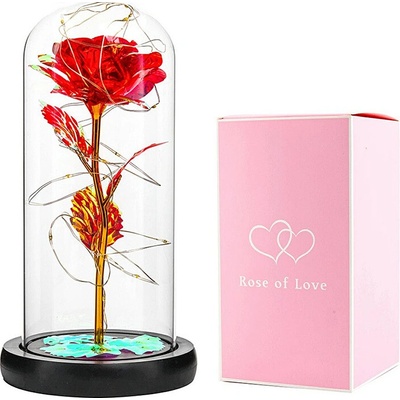 SOLEX ROSE OF LOVE VRS-25R večná ruža v skle s LED červená