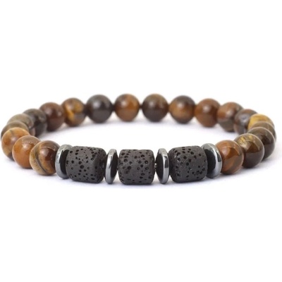 Daniel Dawson náramek Nicolo tygří oko hematit lávový kámen NR2106 Hnědá