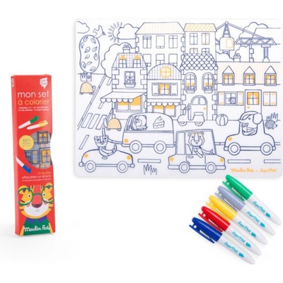 MOULIN ROTY Silikonové prostírání s fixami Les Popipop